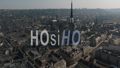 Aerial View Around Notre Dame Of Rouen During Lockdown Due To Covid-19 - Video Drone Footage