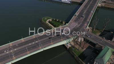 Aerial View Above The Desert Bridge From Rouen Above The Seine During Lockdown Due To Covid-19 - Video Drone Footage