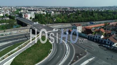 Highway During Lockdown, East Of Paris, France - Video Drone Footage