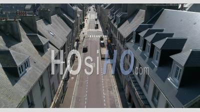 Saint Nicolas Street In Coutances, Normandy, During The Covid 19 Pandemic Lockdown - Video Drone Footage