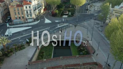 River Basse In Empty Town Of Perpignan During Covid-19 - Video Drone Footage