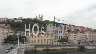 Saint Jean Cathedral And Fouviere Chapel In Lyon - Video Drone Footage