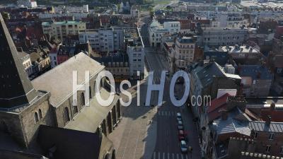 Empty Streets Of Boulogne Sur Mer During Lockdown Due To Covid-19 - Video Drone Footage