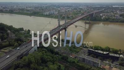Bordeaux City, Aquitaine Bridge, Highway, - Video Drone Footage