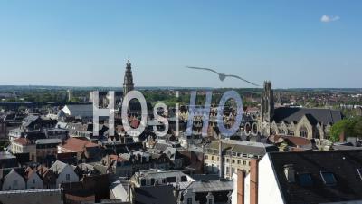Empty City Of Arras During Lockdown Due To Covid-19 - Video Drone Footage