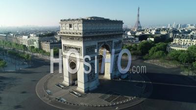 Place Charles De Gaulle And Arc De Triomphe In Paris, France View By Drone