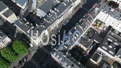 Street Saint Jean At Caen, And Desert Street During Lockdown Due To Covid-19 - Video Drone Footage