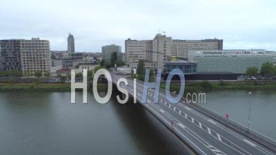 Empty Bridge Haudaudine In Nantes, On Labour Day During Covid-19 Lockdown - Video Drone Footage