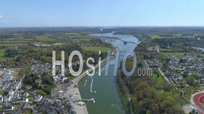 Auray River And The Port De Saint-Goustan At Auray At Day 19 Of Covid-19 Lockdown - Video Drone Footage
