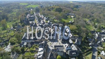 Aerial Video Rochefort-En-Terre At Day 19 Of Covid-19 Lockdown, Morbihan, Brittany, France - Video Drone Footage