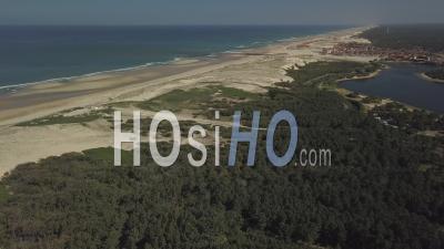 Aerial View Atlantic Coast And Landes Forest Near Soustons Beach - Video Drone Footage