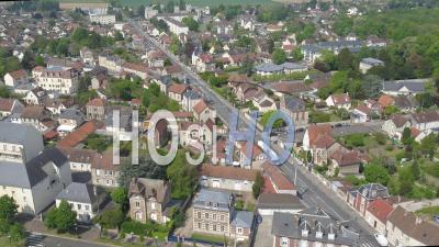 Crepy-En-Valois Rue De Senlis Street - Video Drone Footage