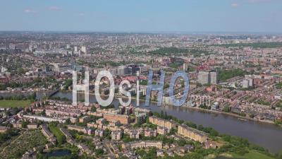 Hammersmith, Fulham, Barnes And River Thames, London Filmed By Helicopter