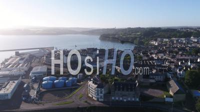 View Of Douarnenez Harbour, By Drone, In The Morning, Brittany, France