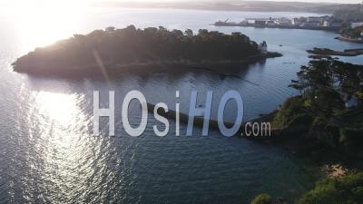 View Of Tristan Island At Douarnenez, In The Morning, By Drone, Finistere, Bretagne, France