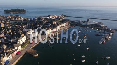 Global View Of Douarnenez From Rosmeur Harbour, By Drone, Finistere, Brittany, France