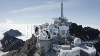 Going Away From Pic Du Midi Above Cloud Sea Viewed By Drone