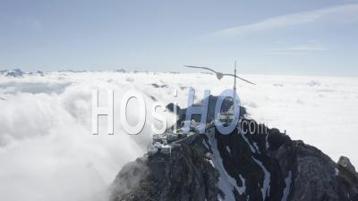 Large View Around Pic Du Midi Surrounded By Cloud Sea By Drone