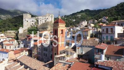 Aerial View Of The Hilltop Village Of Roquebrune Cap Martin - Video Drone Footage