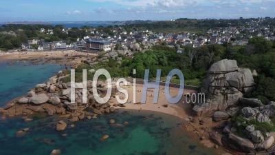 Aerial View Of Saint Guirec - Video Drone Footage
