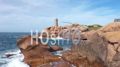 Aerial View Of The Pink Granite Coast - Video Drone Footage