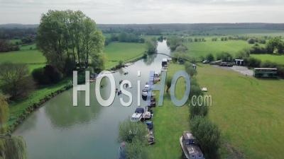 Kayak And Canoe Outdoors Water Sports Adventure In River Thames In Oxford, England - Aerial Drone View