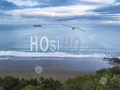 Arco Beach And Rainforest At Sunrise, Uvita, Puntarenas Province, Pacific Coast Of Costa Rica - Aerial Photography