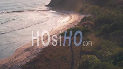 White Sandy Beach Near Nosara, Guanacaste Province, Costa Rica. Aerial Drone View