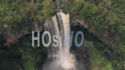 Chania Waterfall In Aberdare National Park, Kenya, Africa. Aerial Drone View