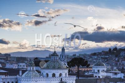Historic Centre And The Spire Of The Cathedral Of Quito, Old City Of Quito, Ecuador, South America