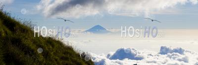 Mount Agung, The Tallest Volcano On Bali, Above The Clouds Seen From Mount Rinjani Trek, Lombok, Indonesia