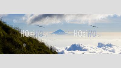 Mount Agung, The Tallest Volcano On Bali, Above The Clouds Seen From Mount Rinjani Trek, Lombok, Indonesia