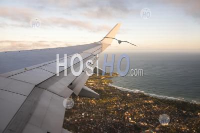 View Of Airplane Wing At Sunset, Madagascar, Africa