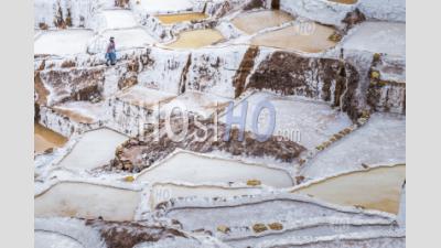 Worker At Salt Pans (salinas De Maras), Maras, Near Cusco (cuzco), Peru, South America