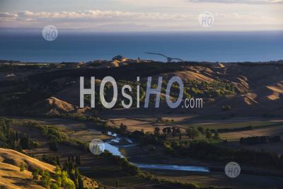 Rolling Hills In The Countryside At Hastings/Napier, Seen From Te Mata Peak At Sunrise, Hawkes Bay, North Island, New Zealand