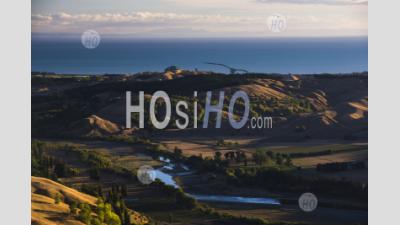 Rolling Hills In The Countryside At Hastings/Napier, Seen From Te Mata Peak At Sunrise, Hawkes Bay, North Island, New Zealand