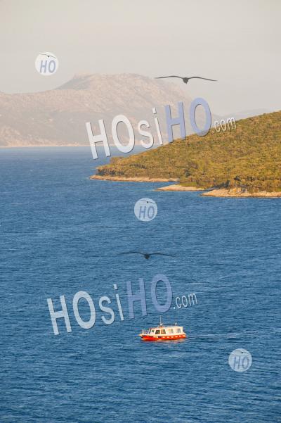 Boat On The Adriatic Sea, Korcula Town, Korcula Island, Croatia