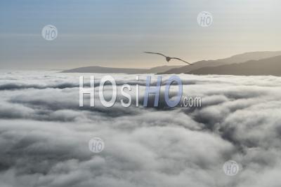 Clouds Cover Loch Lomond At Ben Lomond In The Trossachs National Park, Scottish Highlands, Scotland, United Kingdom, Europe