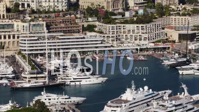 Monaco Harbord And Cityscape - Video Drone Footage