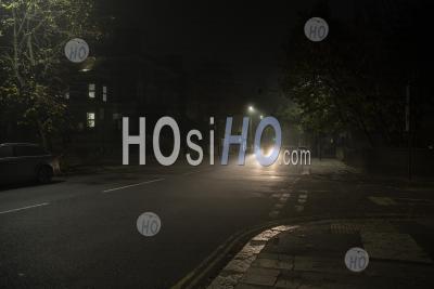 Misty London Streets At Night In England During Coronavirus Covid-19 Lockdown In England, Uk, Europe