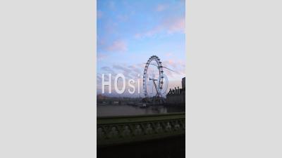 Vertical Video Of The London Eye And River Thames, An Iconic London Building And Famous Tourist Attraction, Shot During Coronavirus Covid-19 Lockdown, South Bank, England, Europe
