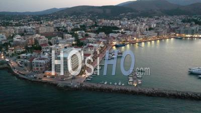 Chios Port At Dusk - Video Drone Footage