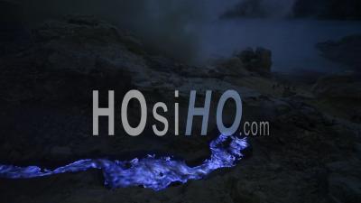Blue Flames Of Kawah Ijen Volcano Indonesia