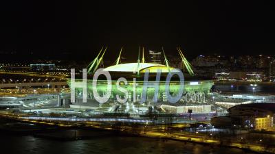 Zenit Arena De Nuit à Saint-Pétersbourg -Vidéo Par Drone
