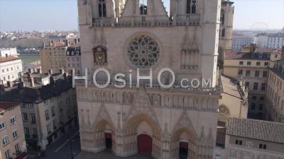 Cathedral Of Saint-Jean, Lyon, France - Video Drone Footage