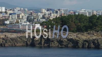 Seogwipo City On Jeju Island, South Korea - Video Drone Footage