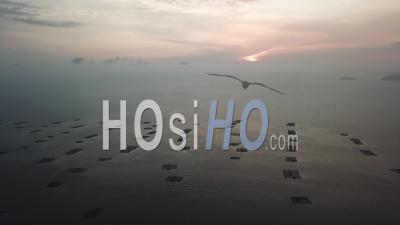 Aerial Fish Farm At Sea - Video Drone Footage