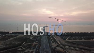 Aerial View Batu Kawan To Highway Penang Second Bridge - Video Drone Footage
