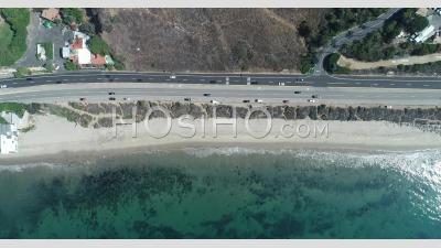 Birds Eye View Of The Pacific Coast Highway - Video Drone Footage