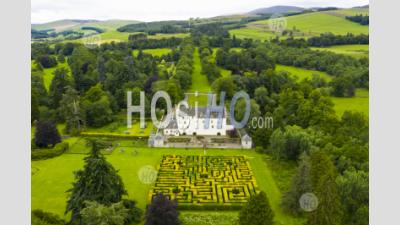  Aerial View Of Maze At Traquair House In The Scottish Borders, The Oldest Inhabited House In Scotland. The House Is Preparing To Reopen To The Public On Friday. Access To The Maze Will Be Limited To One Household At A Time. - Aerial Photography